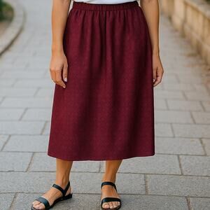 2/$15 Vintage 90s Leslie Fay Midi Skirt Burgundy Red Pull On Size 16